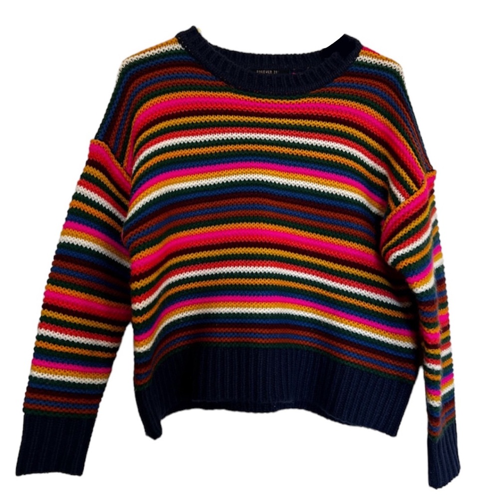 Forever 21, Oversized Multi-Colored Striped Sweater, XS